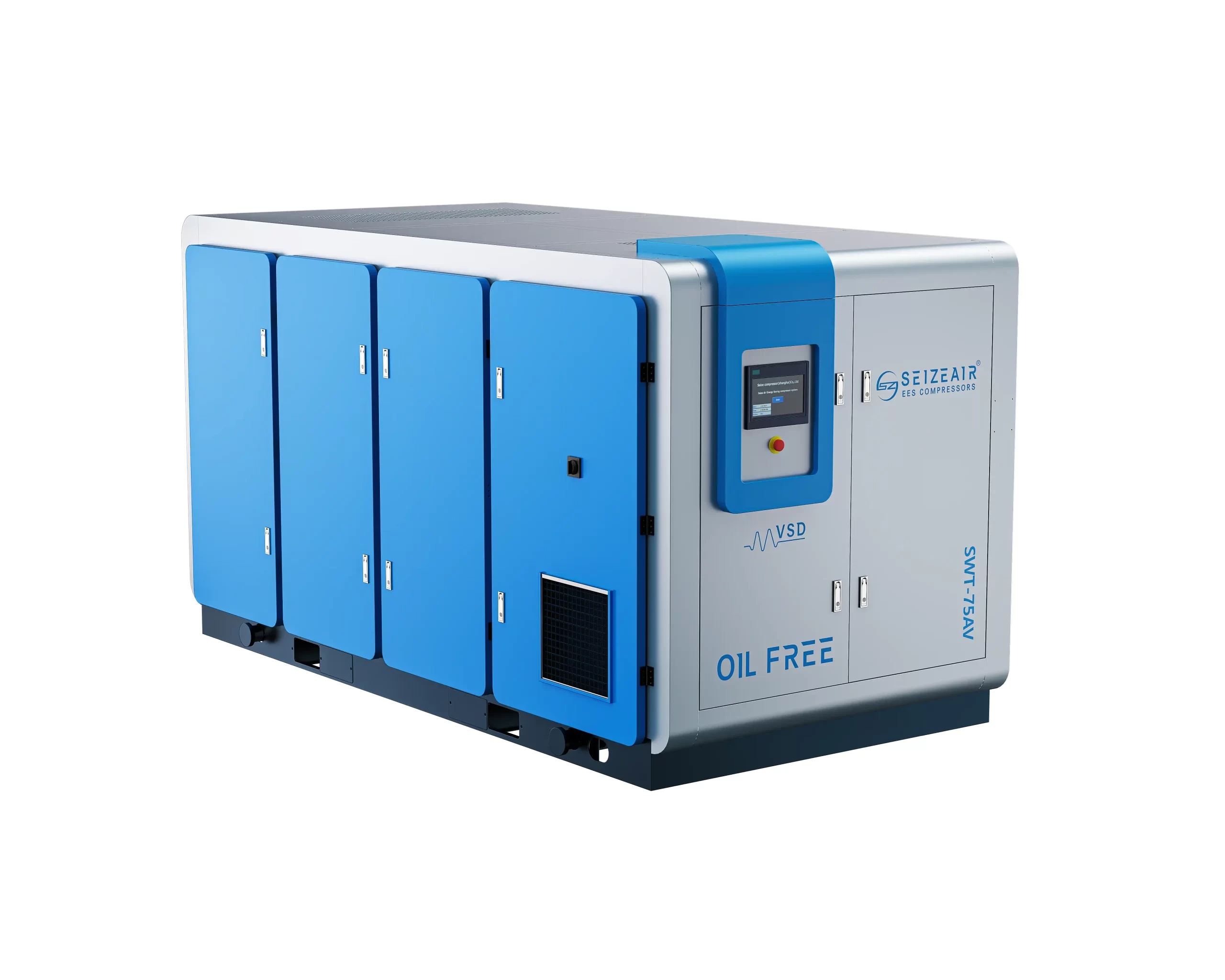 Dry two-stage oil-free screw air compressor